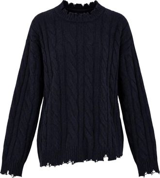 Akep Jersey de cuello redondo con trenzas - Knitwear - Mujer - Azul - S