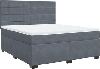 vidaXL Cama Box Spring Con Colch&oacute;n Terciopelo Gris Oscuro 180x200 Cm Vidaxl