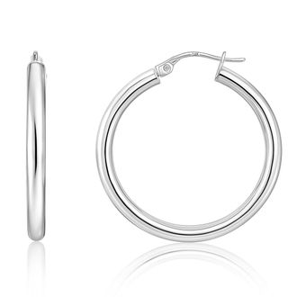 MAX + STONE 14k Gold Yellow or White Gold in 20MM, 25MM and 30MM Tube Hoop Earrings