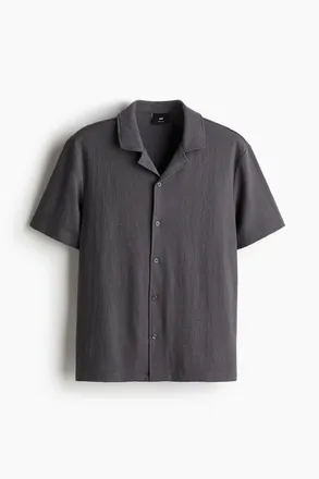 H&M Freizeithemd aus Jersey in Regular Fit - Dunkelgrau
