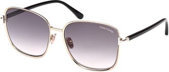 Tom Ford FT1029 FERN 28B Womens Sunglasses Gold Size 57