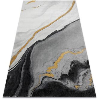 RugsX Rugsx - Alfombra Emerald Exclusivo 1017 Glamour, Elegante M&aacute;rmol Negro / Oro Grey 120x170 Cm