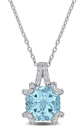 Delmar White Topaz & Semiprecious Stone Pendant Necklace in Blue at Nordstrom Rack