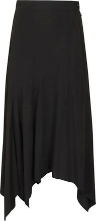 Yohji Yamamoto Rokken, Dames, Zwart, S, Rayon, Zwarte Asymmetrische Gerende Lange Rok