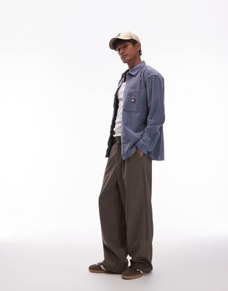 Tommy Jeans Camicia giacca blu scuro in velluto a coste-Blu navy