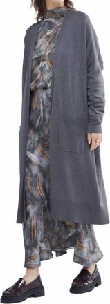 Summum Viscose Blend Long Cardigan Sweater Top In Cloud