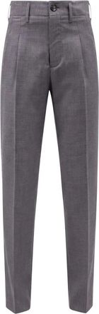 Ami Wolbroek met twee plooien - Dames - Straight fit broeken - Grijs - XS - Wol - Broeken