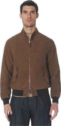 The Jack Leathers Su&egrave;de Jas met Geribbelde Katoenen Manchetten - Heren - Bomber jackets - Bruin - L - Katoen - Jassen