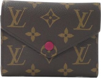 Louis Vuitton Monogram Fuchsia Marron Coated Canvas Wallet (Tri-Fold) (Pre-Owned)