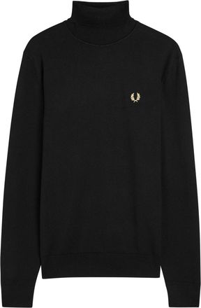 Fred Perry Logo-embroidered Wool-blend Jumper - Black - XL