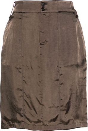 Saint Laurent button-up satin miniskirt - women - Cupro - 38 - Brown