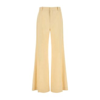 Chlo&eacute; Wide Trousers, female, Yellow, Size: M Canvas Wide-Leg Pant