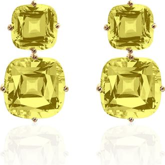 Goshwara Gossip Double Drop Earrings in Lime at Nordstrom