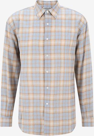 Auralee Kariertes Hemd aus Wolle Airy