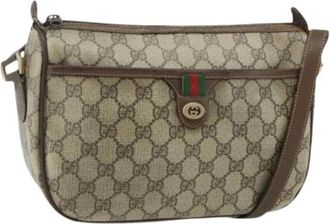 Gucci Pre-owned Cross Body Bags, female, Beige, Size: ONE SIZE Pre-owned Vintage GG Canvas Shoulder Bag