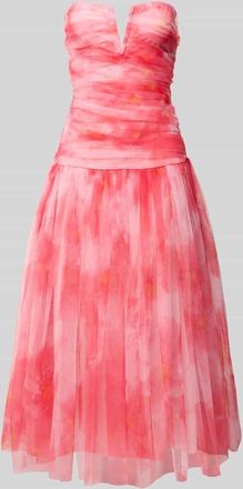 Lace & Beads Knielanges Cocktailkleid mit V-Ausschnitt in Pink, Größe XL