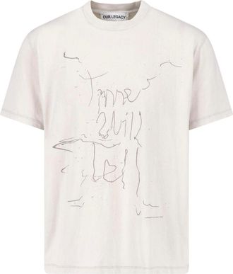 Our Legacy Boxy Cotton T-Shirt with Abstract Endless Wedding Print