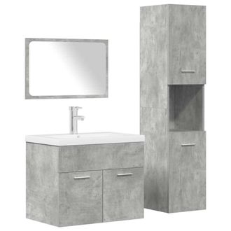 vidaXL Juego Muebles De Ba&ntilde;o 4 Pzas Madera Contrachapada Gris Hormig&oacute;n Vidaxl