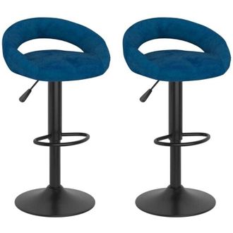 vidaXL Sgabelli da Bar 2 pz Blu in Velluto Vidaxl