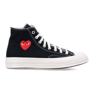 Comme Des Garçons Sneakers, male, Black, Size: 9 1/2 US Black Heart Hi Top Sneakers