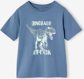 Vertbaudet Jungen T-Shirt mit Dino, Recycling-Baumwolle jeansblau