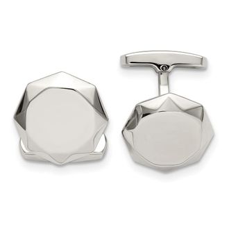 Diamond2Deal Stainless Steel Polished Geometric Cuff Links