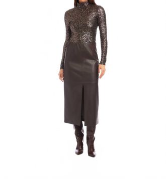 Fifteen Twenty Kaia Faux Leather Midi Skirt In Brown