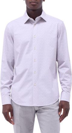 Bugatchi James OoohCotton Leaf Print Button-Up Shirt in Sand at Nordstrom, Size Xxx-Large