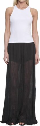 Enza Costa Plisse Palazzo Pant In Black