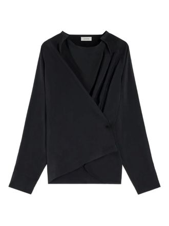 Christophe Lemaire Geplooide blouse met raglanmouwen - Zwart