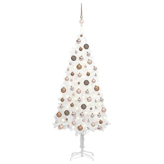vidaXL &Aacute;rbol De Navidad Artificial Con Luces Led Y 150 Cm De Bolas Blancas