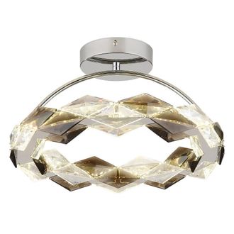 Netlighting Karilion Integrated LED Semi Flush Ceiling Light Chrome LED 4000K in Grey