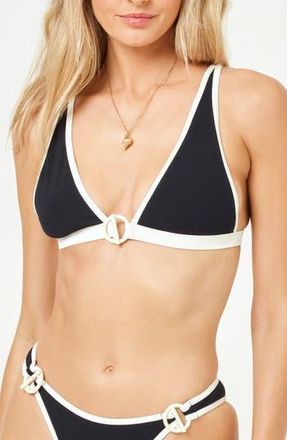 L*Space Caicos Bikini Top in Black/Cream at Nordstrom Rack, Size Medium