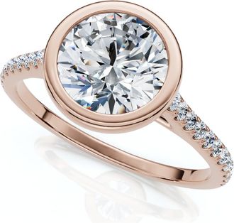 Pompeii3 Certified 1 1/2ct Diamond Bezel With Accent Engagement Ring 14k Gold Lab Grown