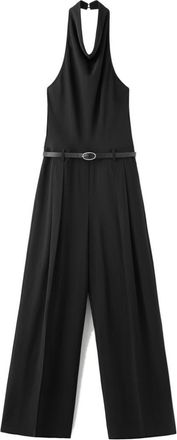 Mango Halter Neck Belted Jumpsuit in Black at Nordstrom, Size Medium