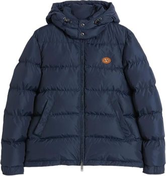 Valentino Garavani Piumino con cappuccio e applicazione VLogo - Blu