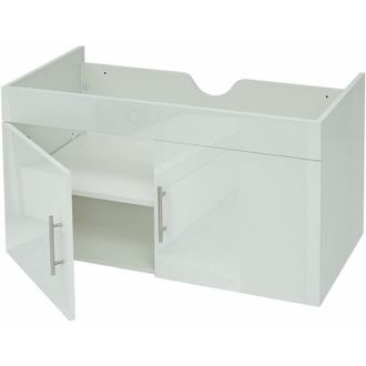 Hhg [nunca Usado] Mueble Lavabo Hhg-242, Mueble Lavabo Mueble Bajo Mueble De Ba&ntilde;o, Mvg Alto Brillo 90cm, Blanco