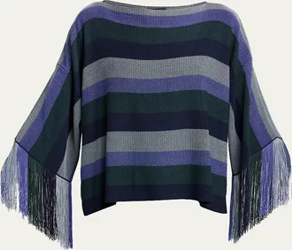 Giorgio Armani Striped Fringe Oversized Sweater
