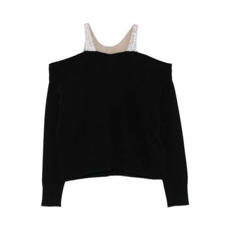 Giuseppe Di Morabito Black Crystal Off-Shoulder Jumper