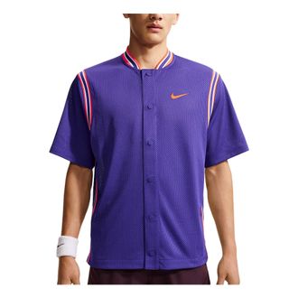 Nike Court Slam x Carlos Alcaraz Dri-FIT Snap-on Jersey Asia Sizing Dark harmonious blueBright deep red IM6612-514