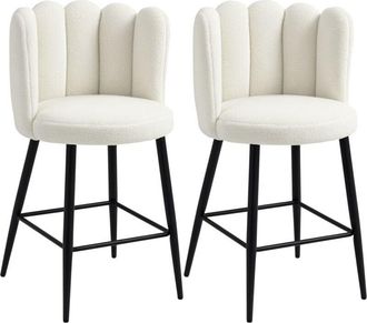 HOMCOM Bar Stools Set of 2, Breakfast Barstools with Backs, Cream - Homcom