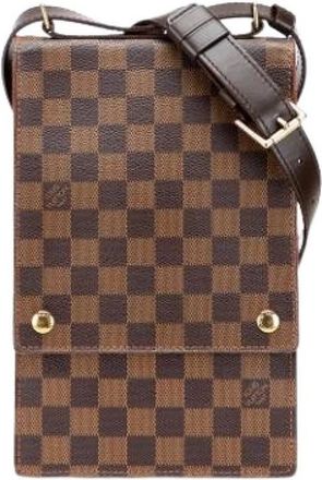 Louis Vuitton Pre-owned Portobello Cross Body Bag - Dames - Vintage Schoudertas - Bruin - ONE Size - Leer - Vintage