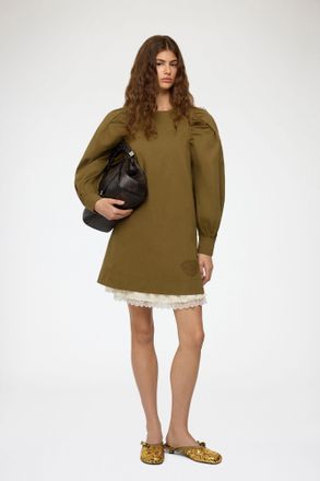 Ganni Green Dress in Cotton - Size 32 Organic
