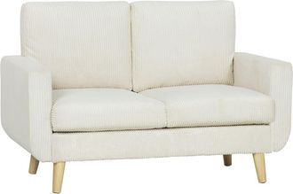 HOMCOM Sof&aacute; dos plazas 134x74x84 cm crema