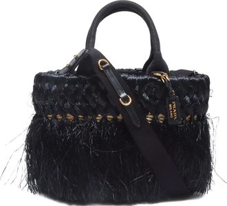 Prada Borsa tote in rafia con frange 2010-2020 - Nero