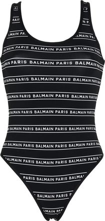 Balmain Monogram Logo Print One Piece Swimsuit Size L authentic