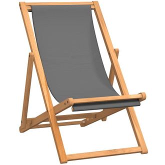vidaXL Vidaxl - Silla De Playa Plegable Madera Maciza De Teca Gris