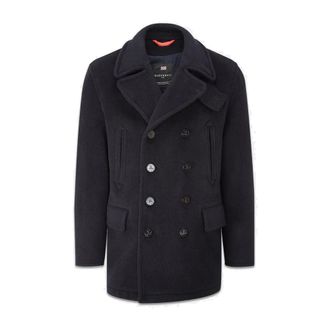 Gloverall Double-Breasted Coats, male, Blue, Size: XS Tartan Churchill Peacoat