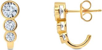 Crislu 18K Gold Over Silver Cz Earrings