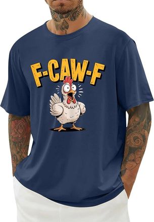 Generic Funny Tshirts, F-CAW-F Mens T Shirt Funny Chicken Scream Shirts Novelty Rooster Graphic Design Tees Short Sleeve Crew Neck Tops Blouse Lightweight Cas